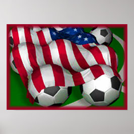 Amerikanische Flagge und Fußballplakat Poster