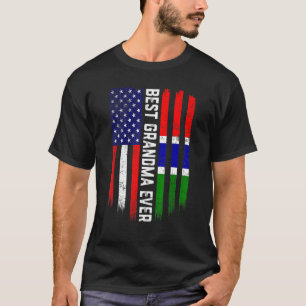 Amerikanische Flagge und Gambia-Flagge Beste Oma-E T-Shirt