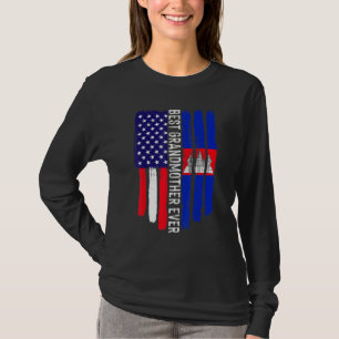Amerikanische Flagge und Kambodscha beste Großmutt T-Shirt