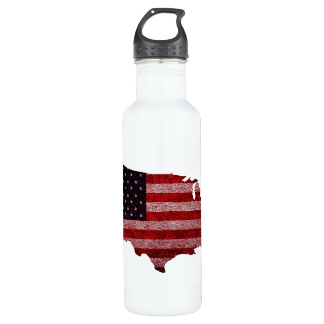 Amerikanische Flagge und Karte #2 Trinkflasche (Vorderseite)