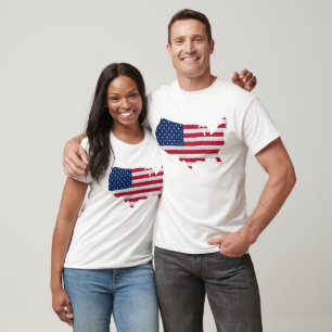 Amerikanische Flagge und Karte T-Shirt