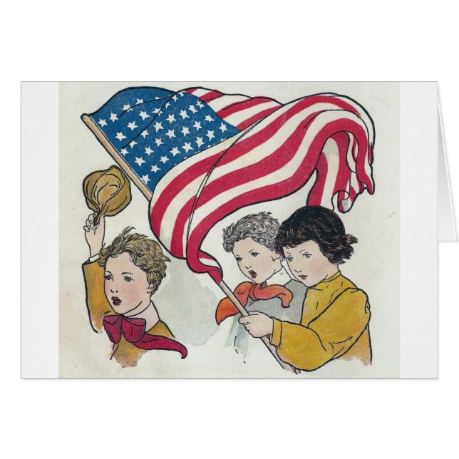 Amerikanische Flagge und Kinder (Vorderseite (Horizontal))