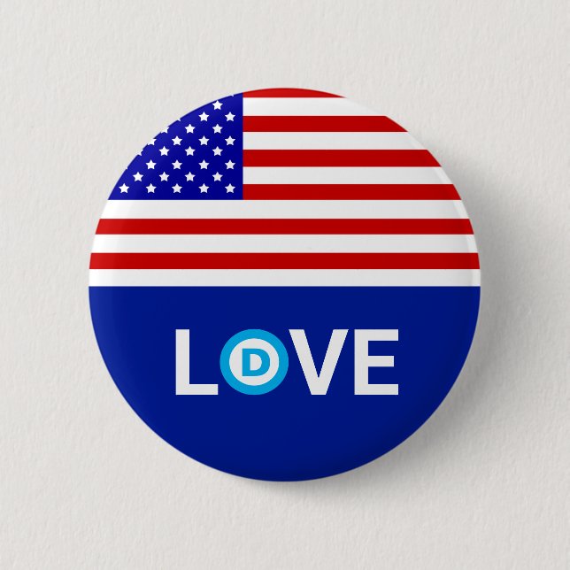 Amerikanische Flagge und Liebe mit demokratischem  Button (Vorderseite)