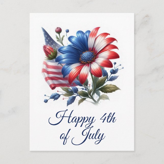 Amerikanische Flagge und Patriotik Daisy Postkarte (Vorderseite)