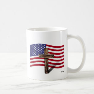 Amerikanische Flagge und raues Kreuz Kaffeetasse