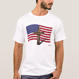 Amerikanische Flagge und raues Kreuz T-Shirt