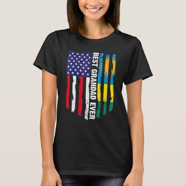 Amerikanische Flagge und Ruanda beste Flagge je T-Shirt (Vorderseite)