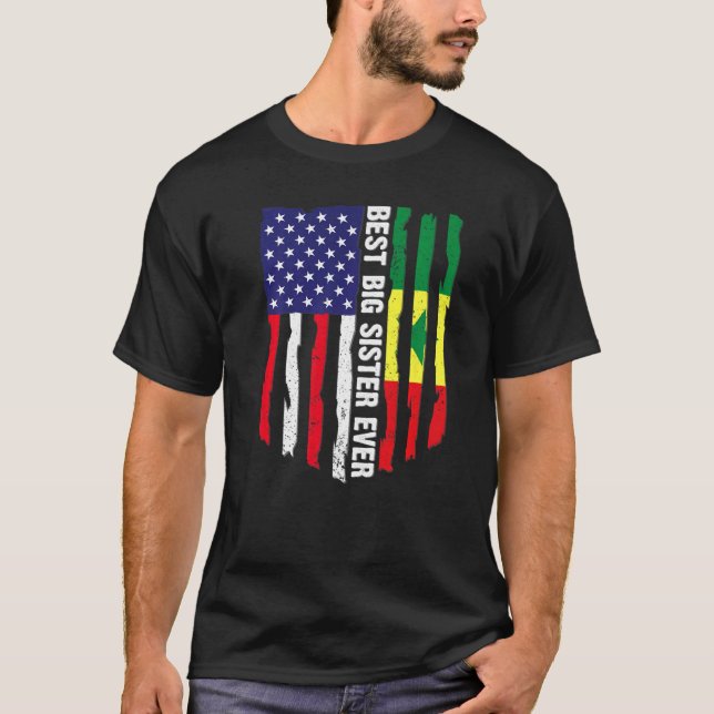 Amerikanische Flagge und Senegal-Flagge Beste groß T-Shirt (Vorderseite)