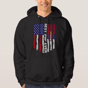 Amerikanische Flagge und Serbien-Flagge Bester Pop Hoodie
