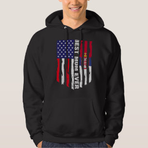 Amerikanische Flagge und Serbiens beste Mama je Hoodie
