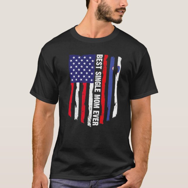 Amerikanische Flagge und Slowenische Flagge Beste  T-Shirt (Vorderseite)