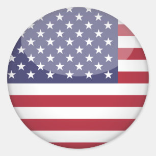 Amerikanische Flagge und Sterne Runder Aufkleber