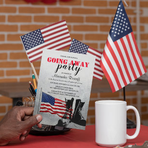 Amerikanische Flagge und Stiefel Abschiedsfeier M Einladung
