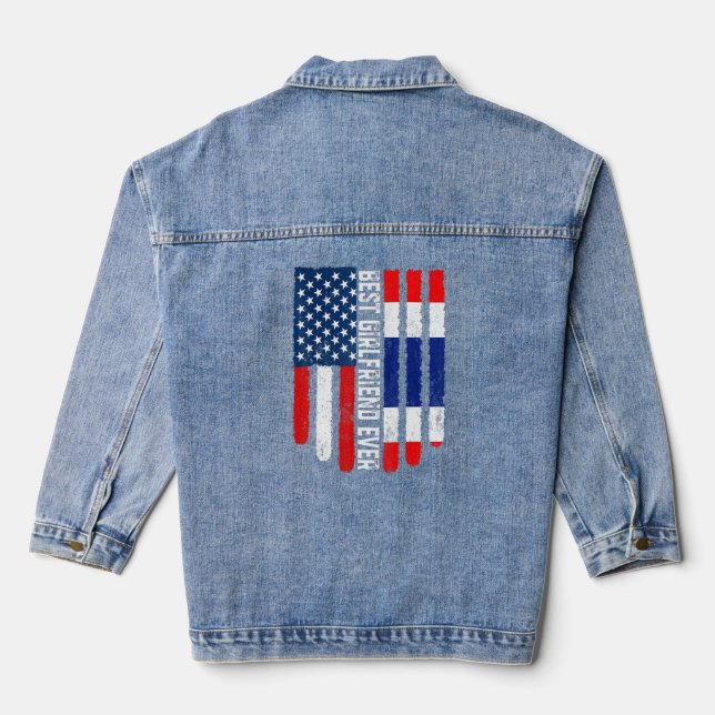 Amerikanische Flagge und Thailändische Flagge Best Jeansjacke (Rückseite)