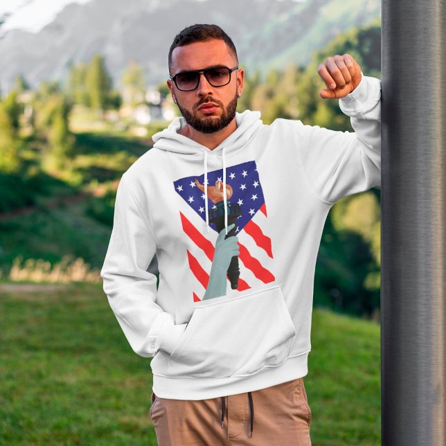 Amerikanische Flagge und Torch Mens Hoodie (Von Creator hochgeladen)