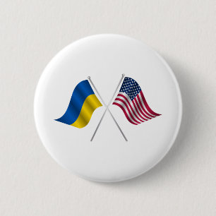 Amerikanische Flagge und ukrainische Flagge Button