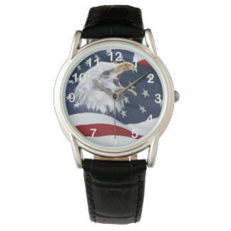 Amerikanische Flagge und Weißadler Armbanduhr