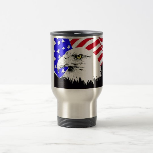Amerikanische Flagge und Weißkopfseeadler Reisebecher