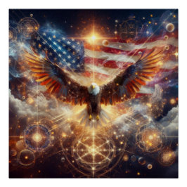 Amerikanische Flagge - US Flagge - Adler Poster