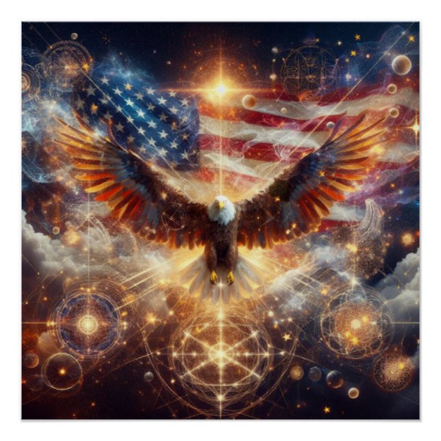 Amerikanische Flagge - US Flagge - Adler Poster (Vorderseite)