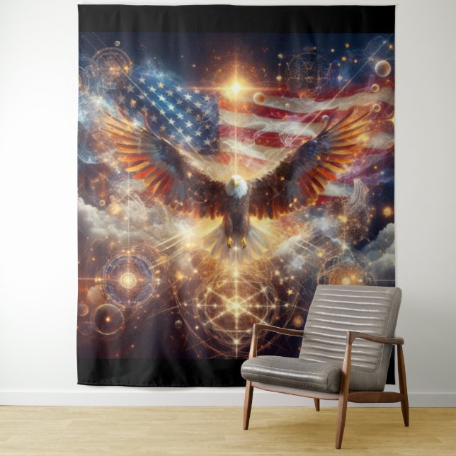 Amerikanische Flagge - US Flagge - Adler Wandteppich (Beispiel)