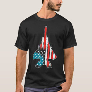 Amerikanische Flagge US-Flugzeug Jet Kämpfer 4. Ju T-Shirt