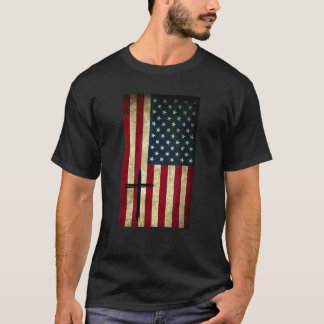Amerikanische Flagge Usa Cross Silhouette Christli T-Shirt