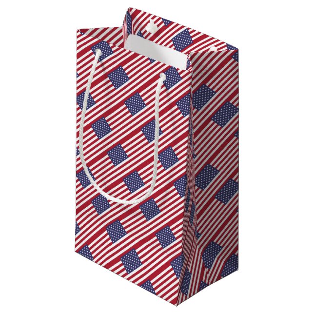 Amerikanische Flagge - USA Kleine Geschenktüte (Vorderseite Schrägansicht)