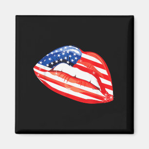 Amerikanische Flagge USA Lippen 4. Juli Unabhängig Magnet