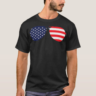 Amerikanische Flagge USA Piloten Sonnenbrille T-Shirt