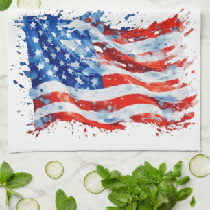 Amerikanische Flagge USA Wasserfarbe 4. Juli Geschirrtuch