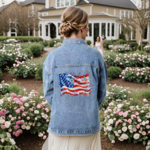 Amerikanische Flagge USA Wasserfarbe 4. Juli Jeansjacke