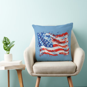 Amerikanische Flagge USA Wasserfarbe 4. Juli Kissen