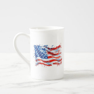 Amerikanische Flagge USA Wasserfarbe 4. Juli Prozellantasse