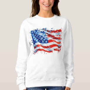 Amerikanische Flagge USA Wasserfarbe 4. Juli Sweatshirt