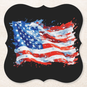 Amerikanische Flagge USA Wasserfarbe 4. Juli Untersetzer