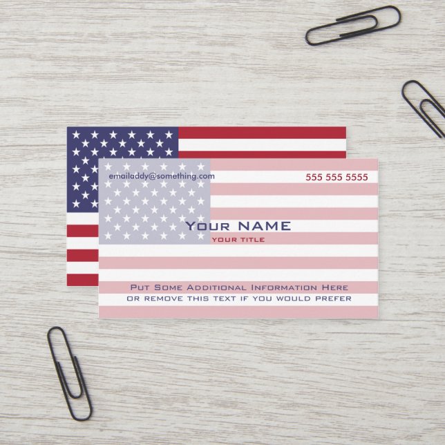 Amerikanische Flagge Version 4 Visitenkarte (Vorderseite/Rückseite Beispiel)