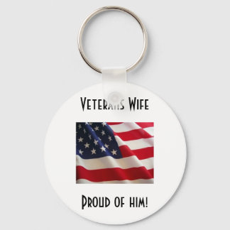 Amerikanische Flagge, Veteranen WifeProud von ihm! Schlüsselanhänger