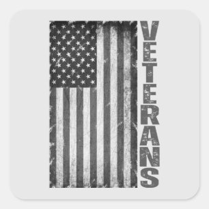 AMERIKANISCHE FLAGGE VETERANENTAG 4. JULI QUADRATISCHER AUFKLEBER