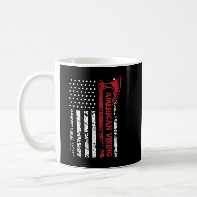 Amerikanische Flagge Viking Norseman Odin Thor Kaffeetasse (Links)