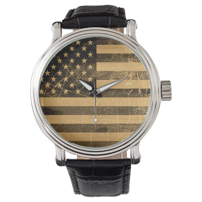 Amerikanische Flagge Vintag Armbanduhr (Vorderseite)