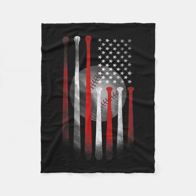 Amerikanische Flagge Vintag Baseball Fleecedecke (Vorderseite)