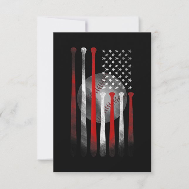 Amerikanische Flagge Vintag Baseball Mitteilungskarte (Vorderseite)