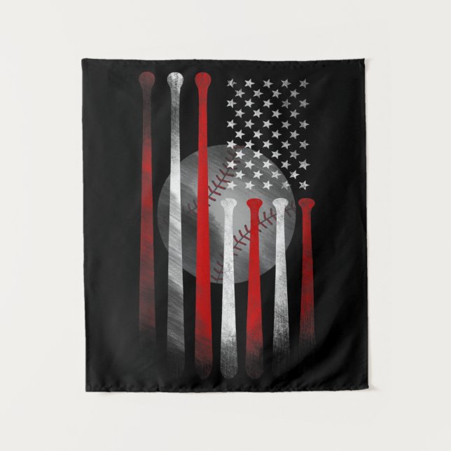 Amerikanische Flagge Vintag Baseball Wandteppich (Vorderseite)