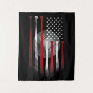 Amerikanische Flagge Vintag Baseball Wandteppich