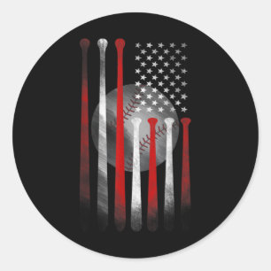 Amerikanische Flagge Vintage Baseball Runder Aufkleber