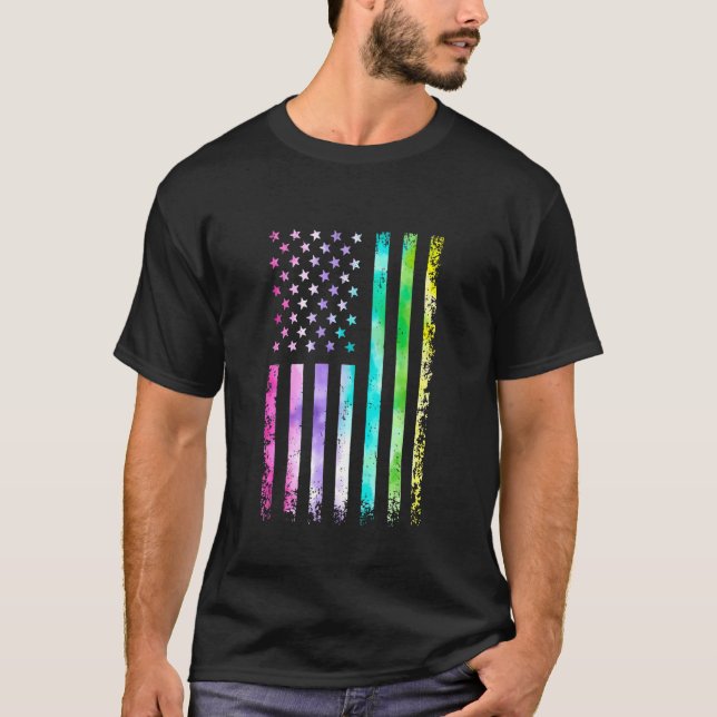 Amerikanische Flagge Vintage Gefärbte Krawatte Usa T-Shirt (Vorderseite)