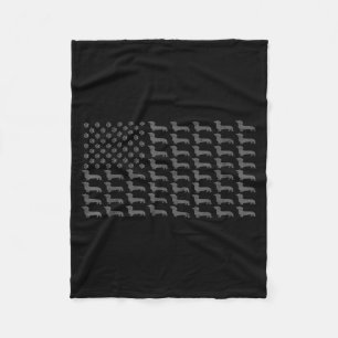 Amerikanische Flagge Vintage Patriotischer Dachshu Fleecedecke