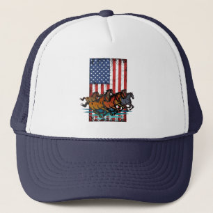 AMERIKANISCHE FLAGGE VINTAGE PFERD TRUCKERKAPPE