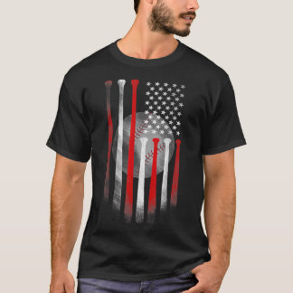 Amerikanische Flagge Vintager Baseball-Tag T-Shirt